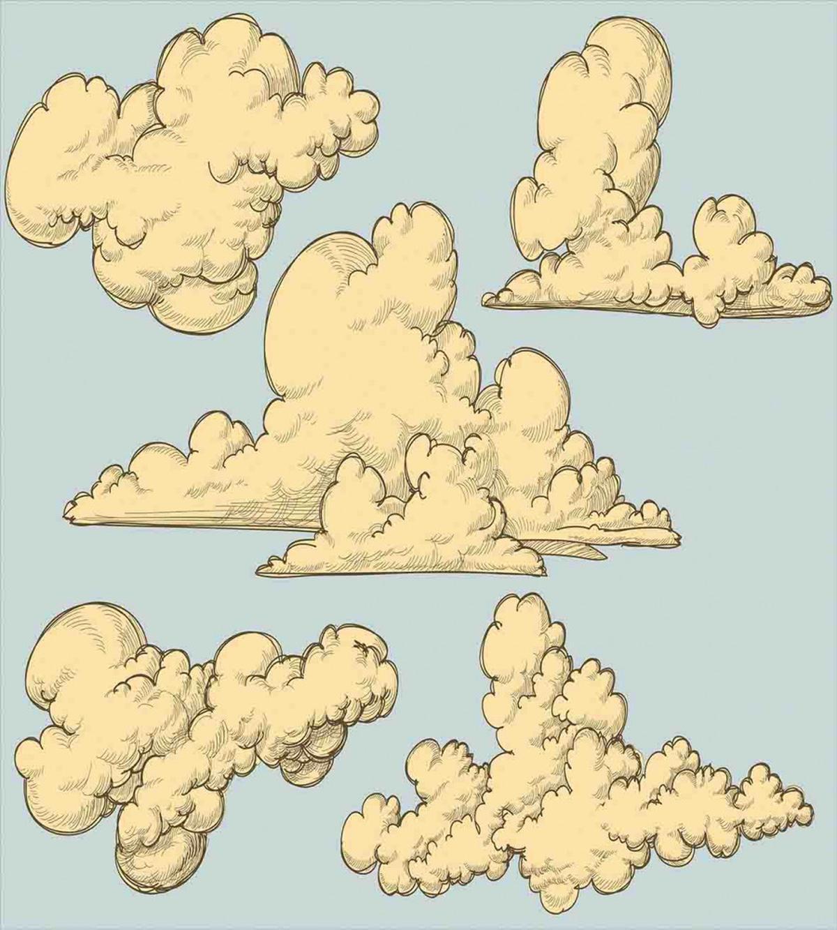 Cartoon Fluffy Clouds Art — Pattern
