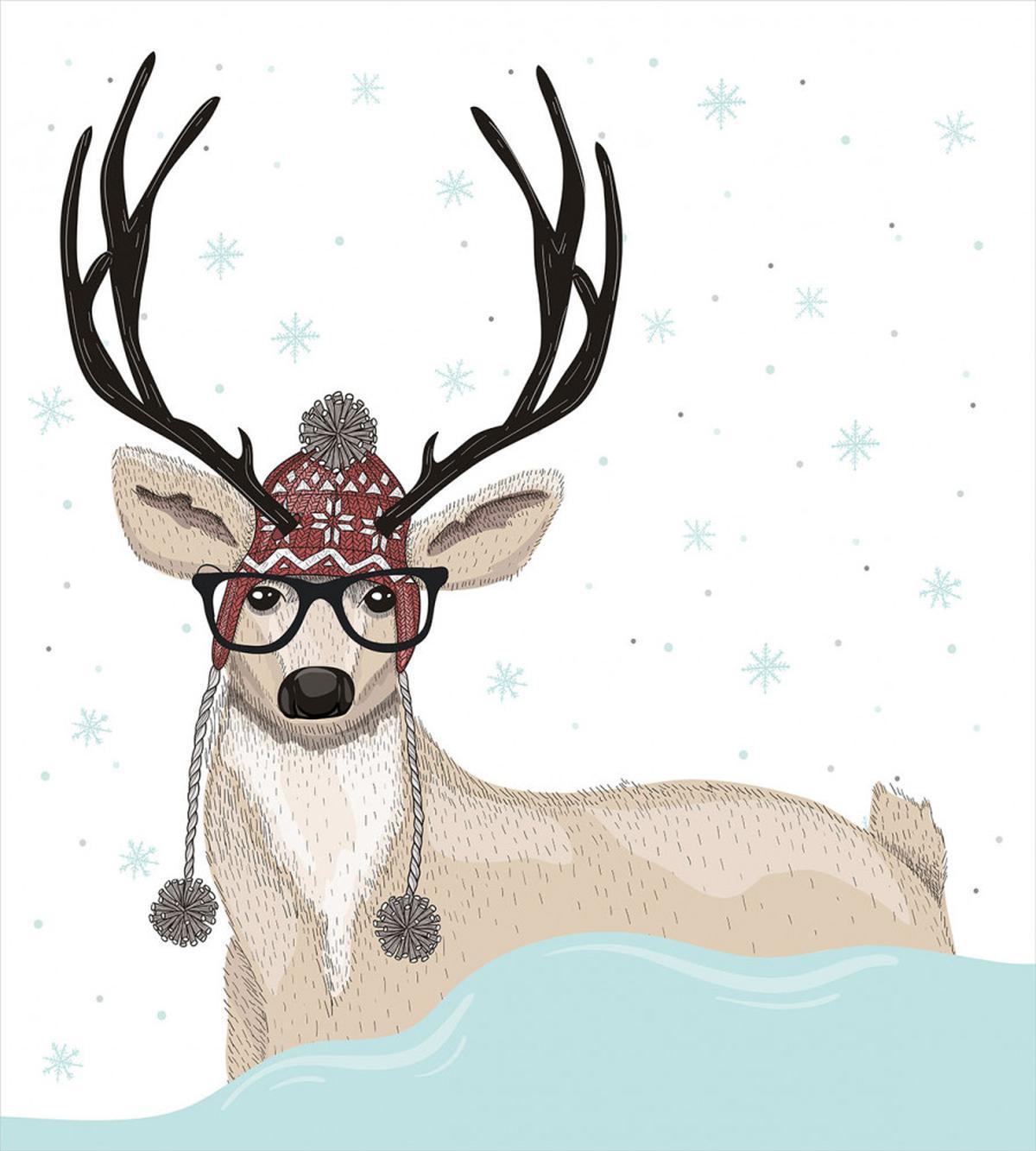 Hipster Deer with Glasses — Pattern