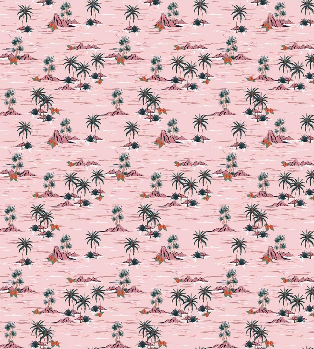 Palm Tree Rocky Beach Waves — Pattern