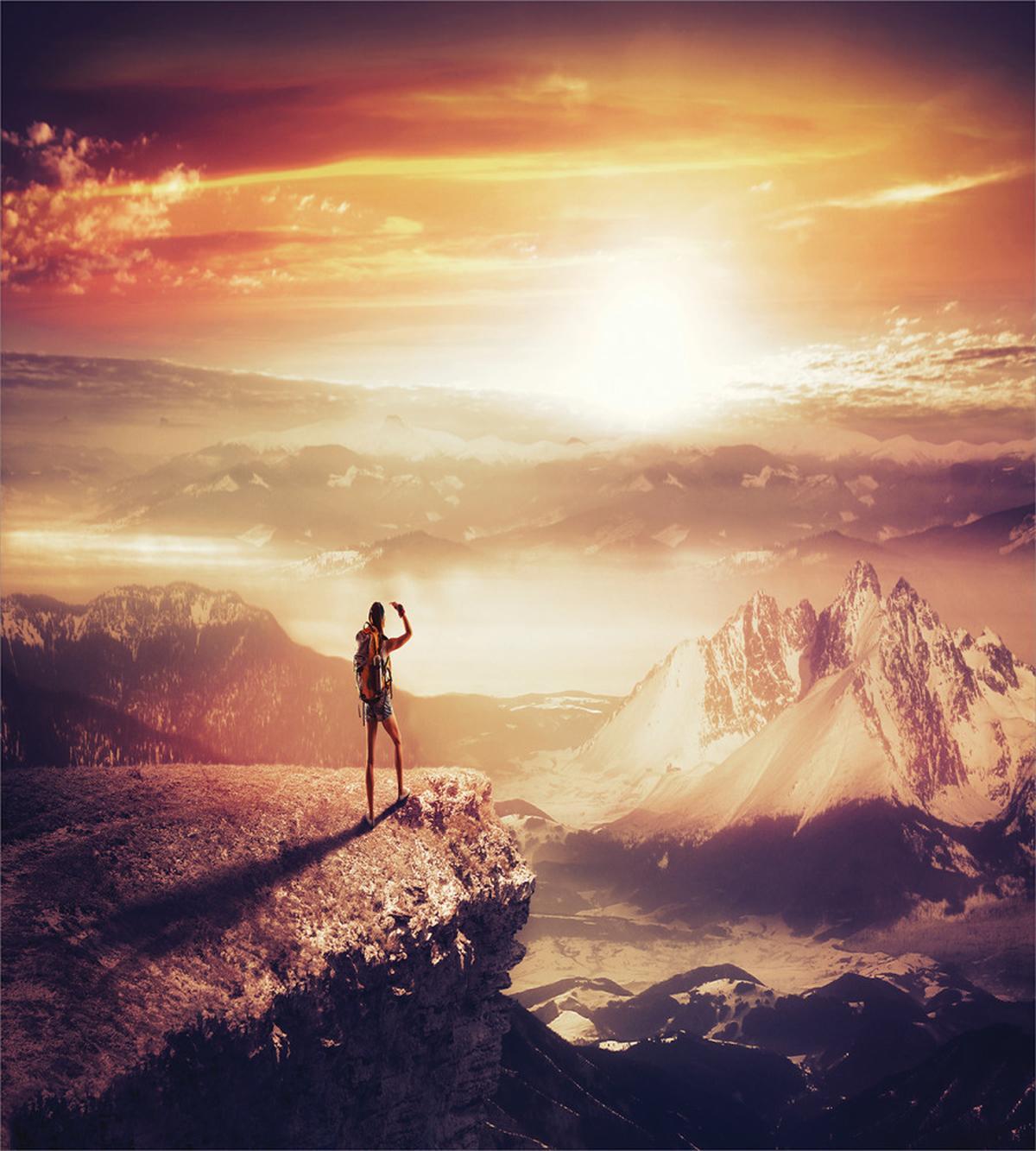 Traveler Woman Sunset — Pattern