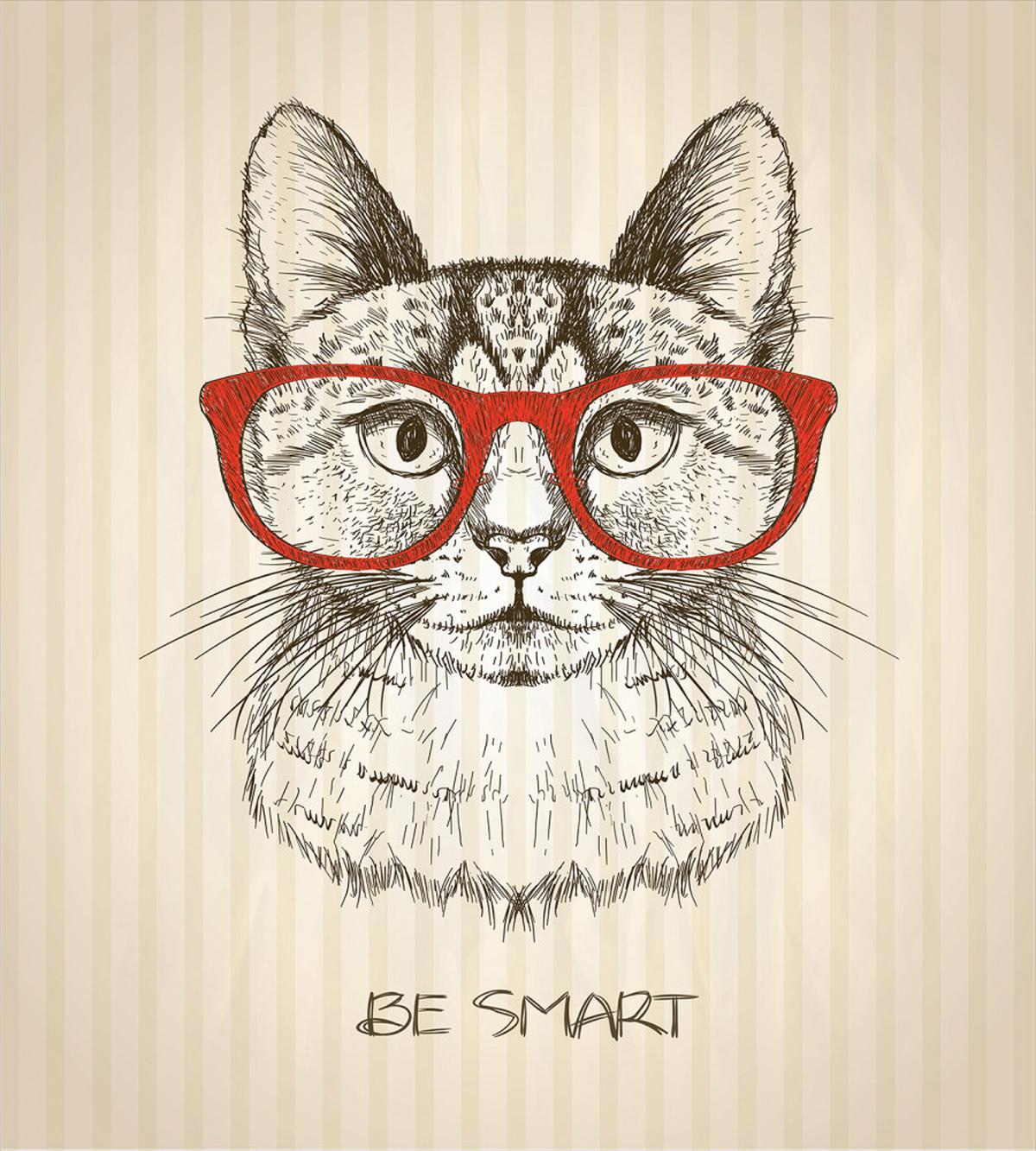 Cat with Retro Glasses — Pattern