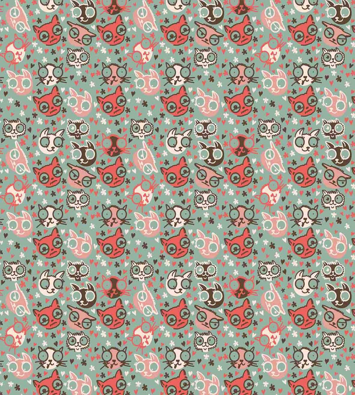 Cat Portraits Heart — Pattern