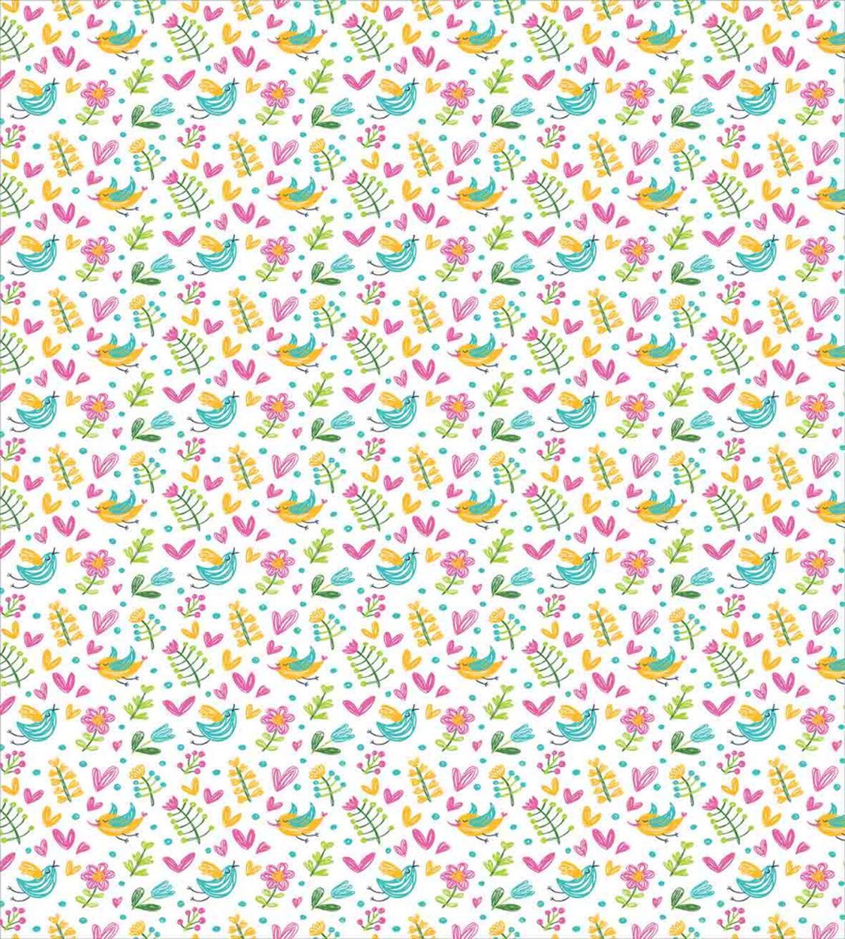 Childish Doodle with Birds — Pattern