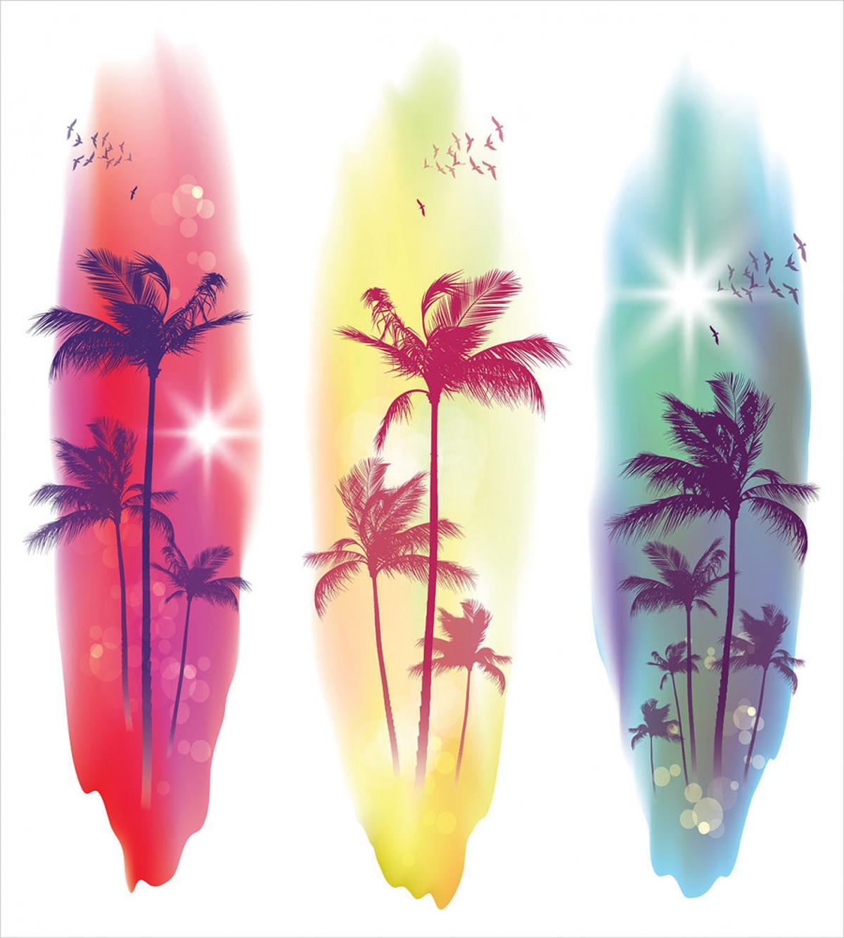 Palm Trees Seagulls — Pattern