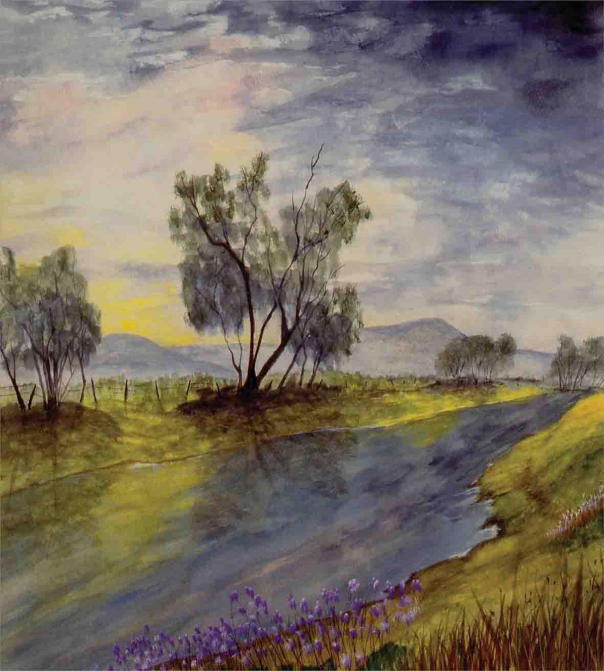 Watercolor River Scene — Pattern