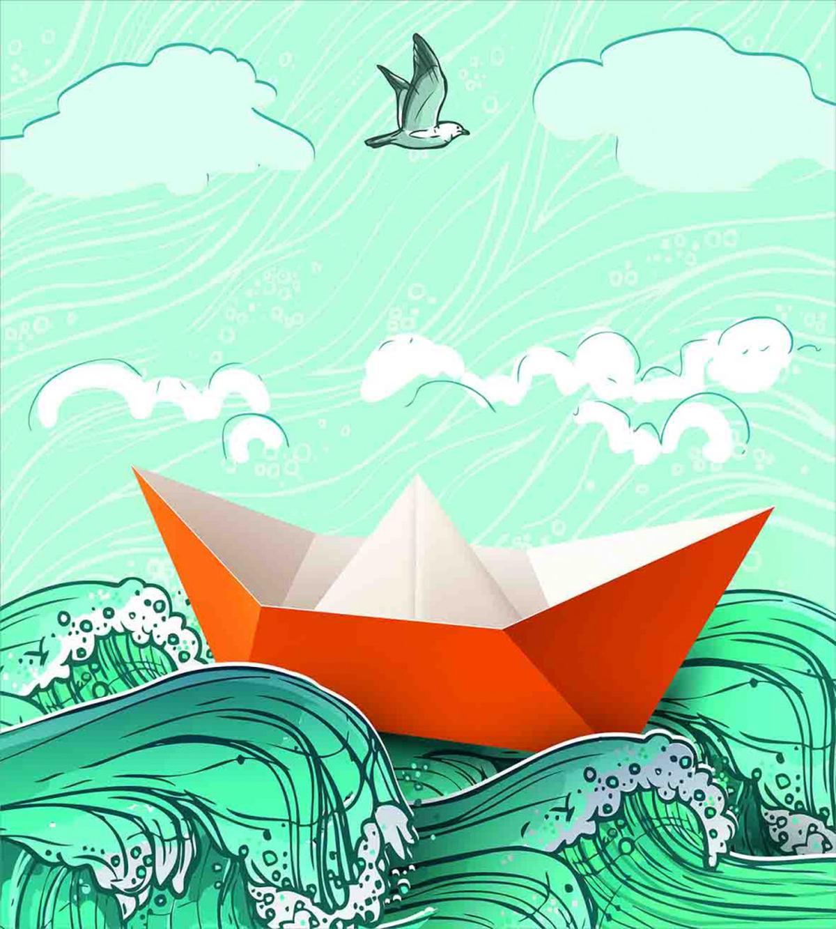 Navy Sealife with Waves — Pattern
