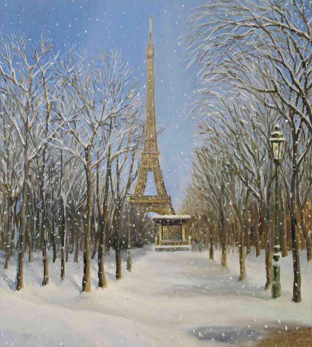 Snowy Paris City View — Pattern