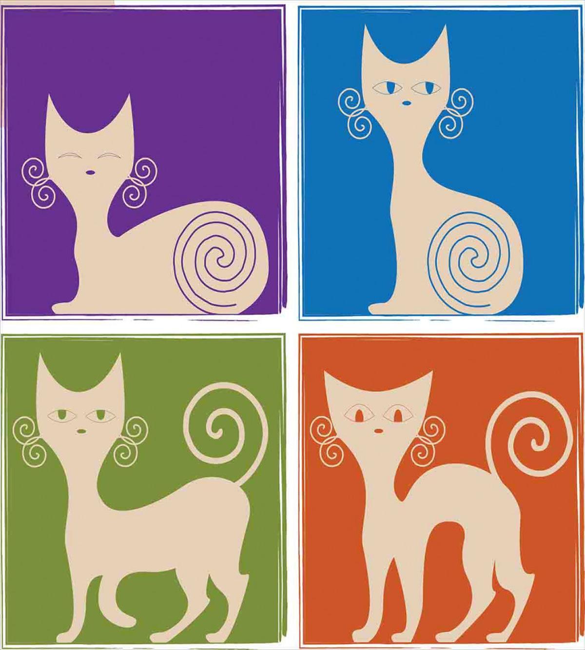 Cartoon Cats Emotions — Pattern