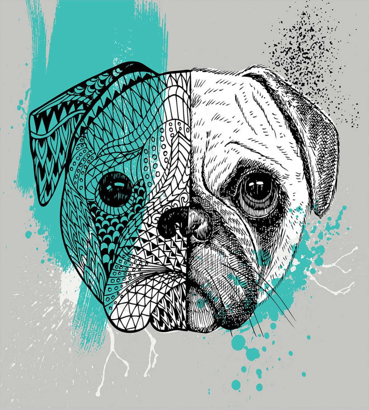 Hand Drawn Head of a Dog — Pattern