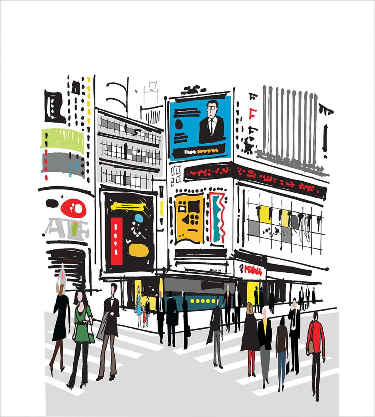 Pedestrians and Busy City — Pattern