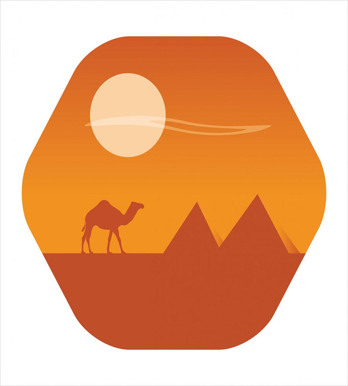Sun Camel and Pyramids Art — Pattern