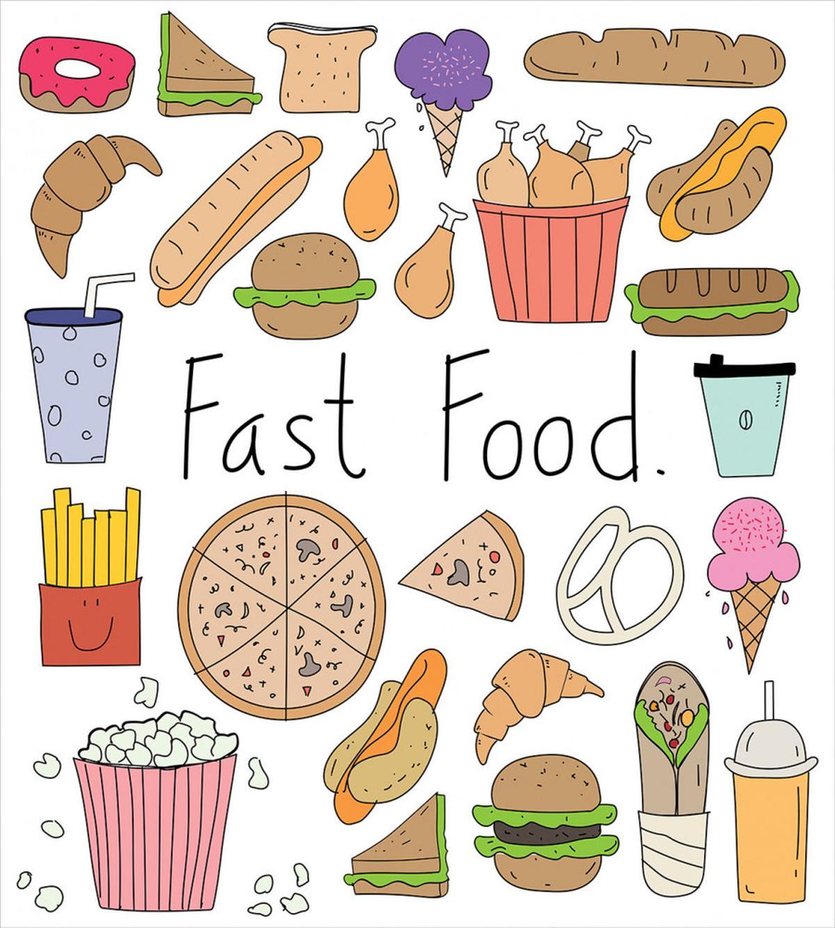 Fast Food Lettering Doodle — Pattern