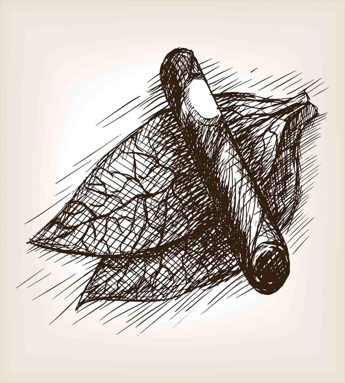 Tobacco Leaves Sketch Art — Pattern