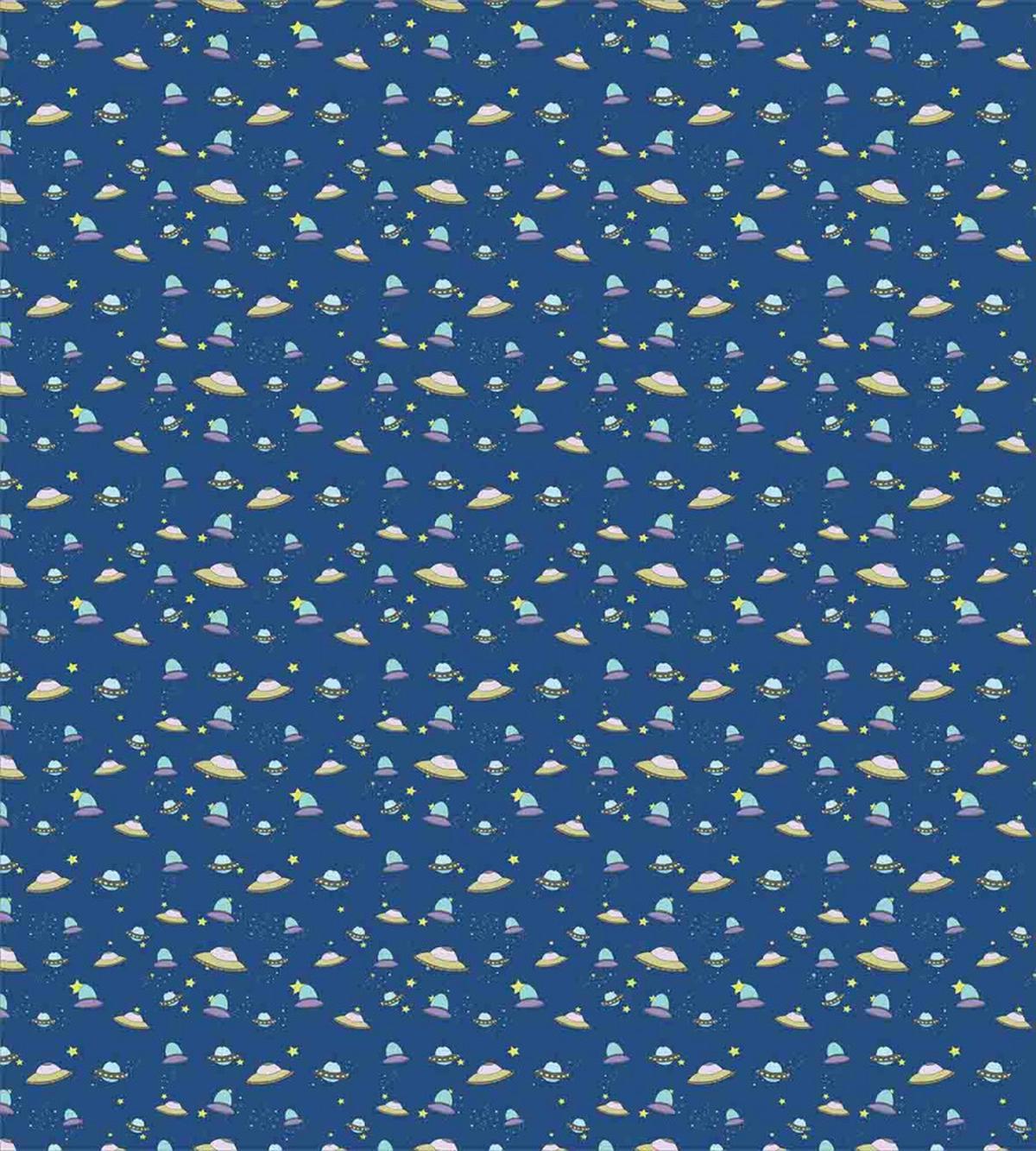 Cartoon UFOs in Night Sky — Pattern