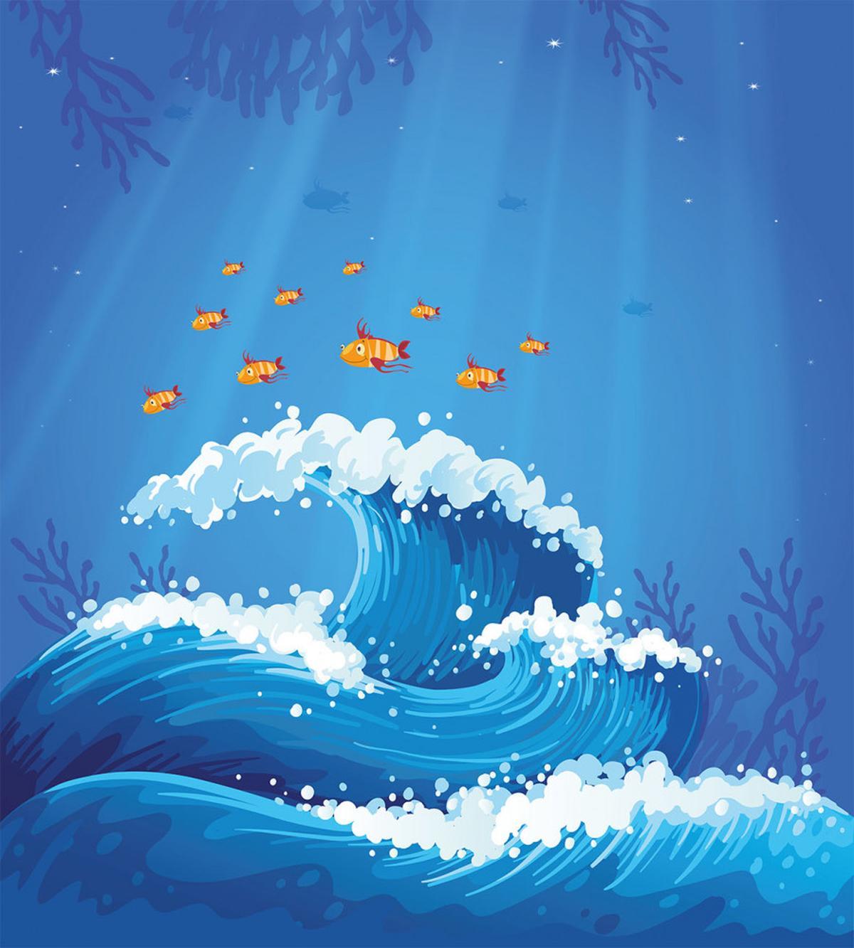 Fish and Wave in Ocean — Pattern