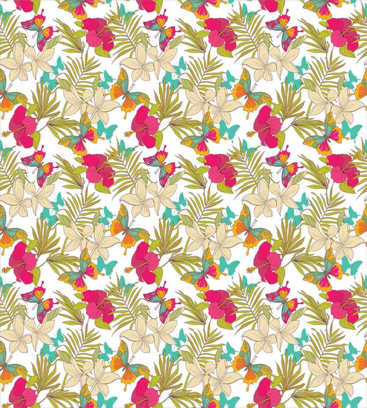 Tropical Flowers Leaves — Pattern