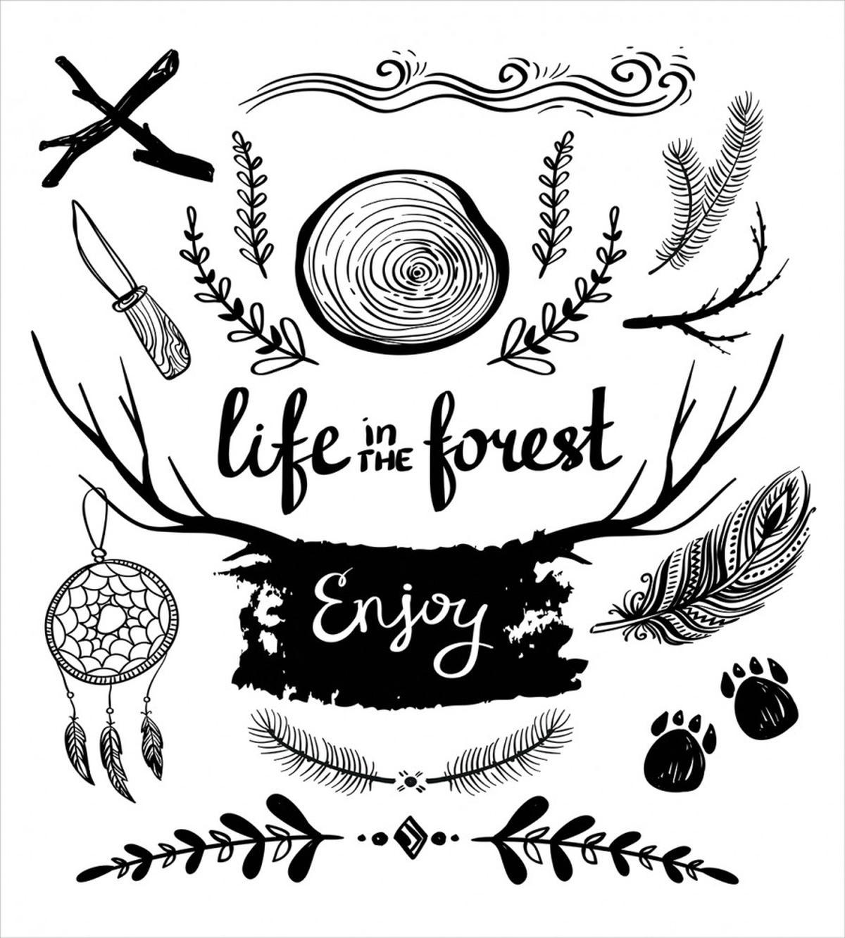 Antlers Tree Feathers — Pattern