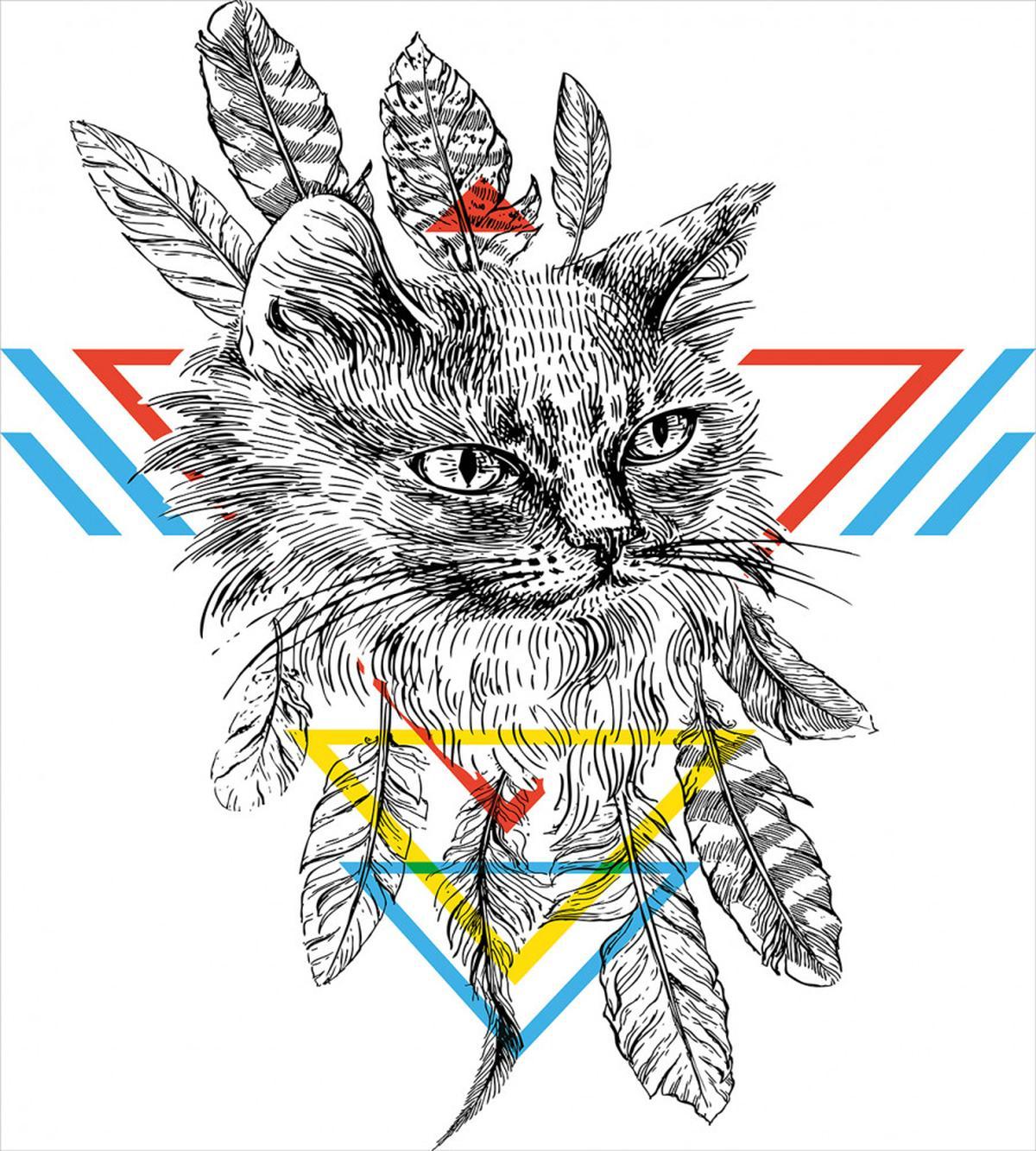 Ink Sketch Style Cat — Pattern