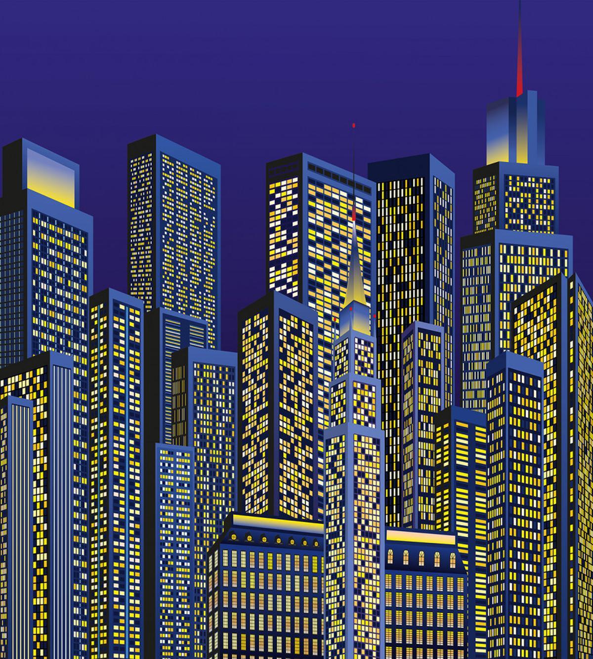 Cityscape Square Blue — Pattern