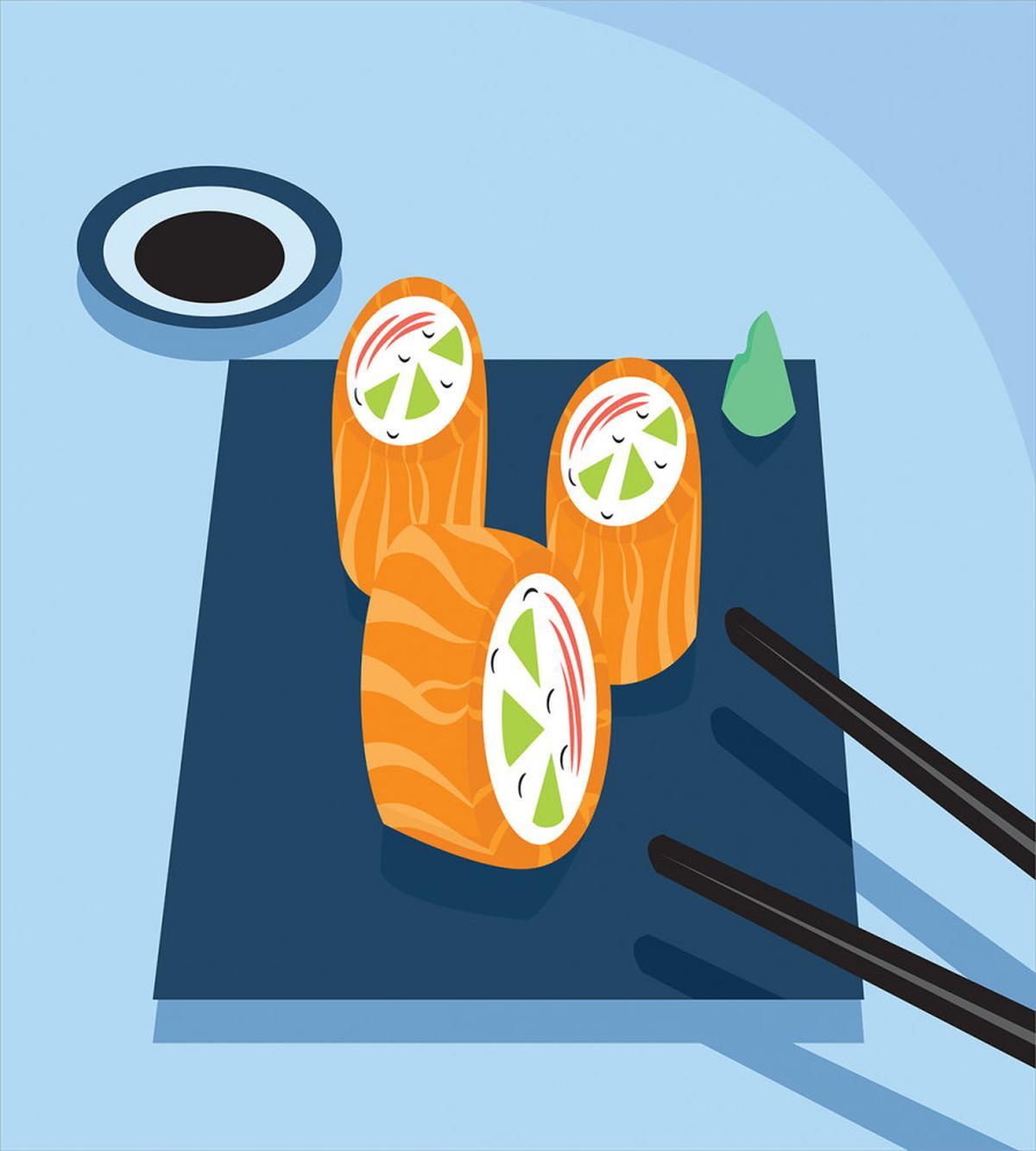 Colorful Doodle Sushi Plate — Pattern