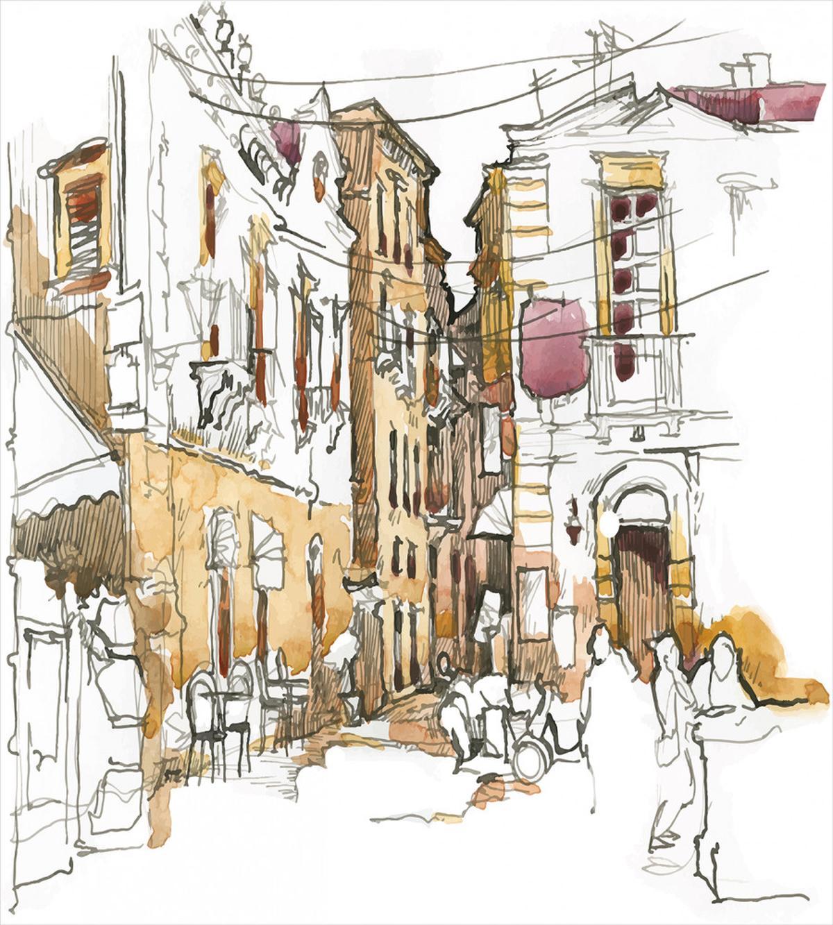 Street Town Sketch — Pattern