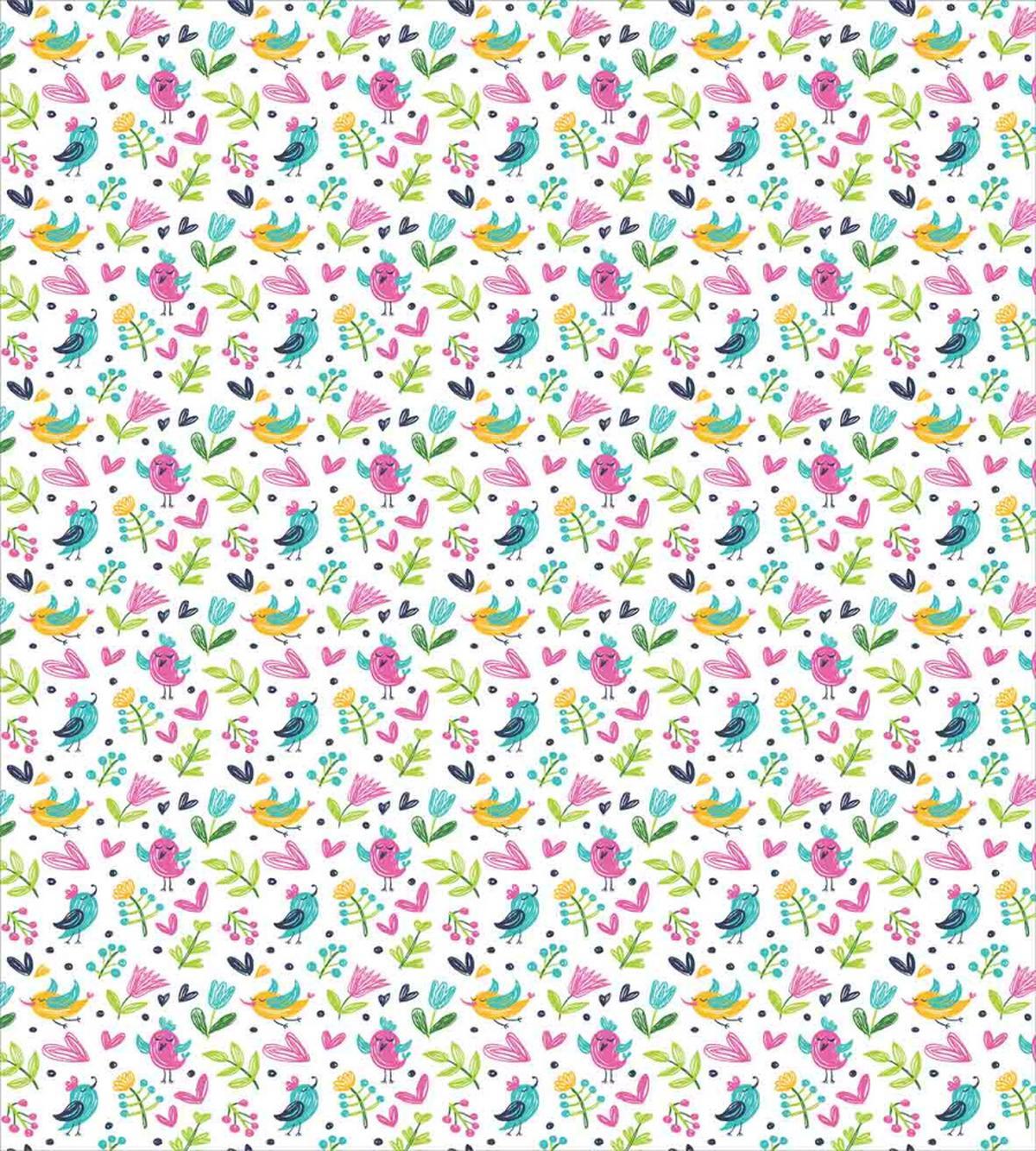 Flying Birds Flowers Hearts — Pattern