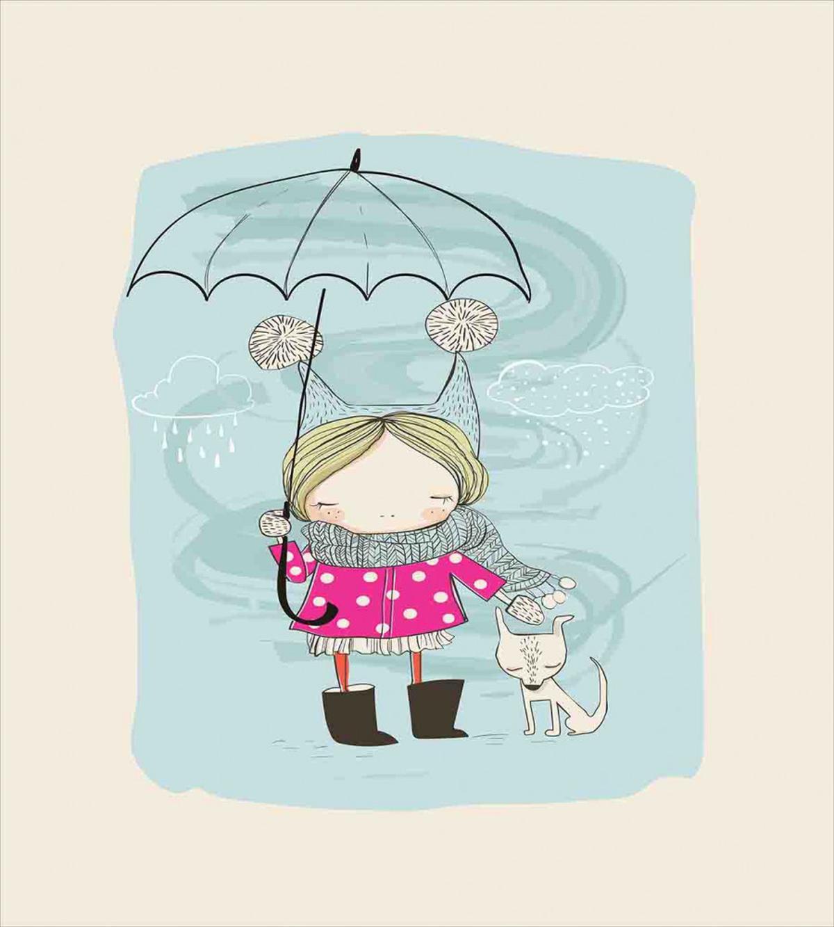 Little Girl Winter Dog — Pattern