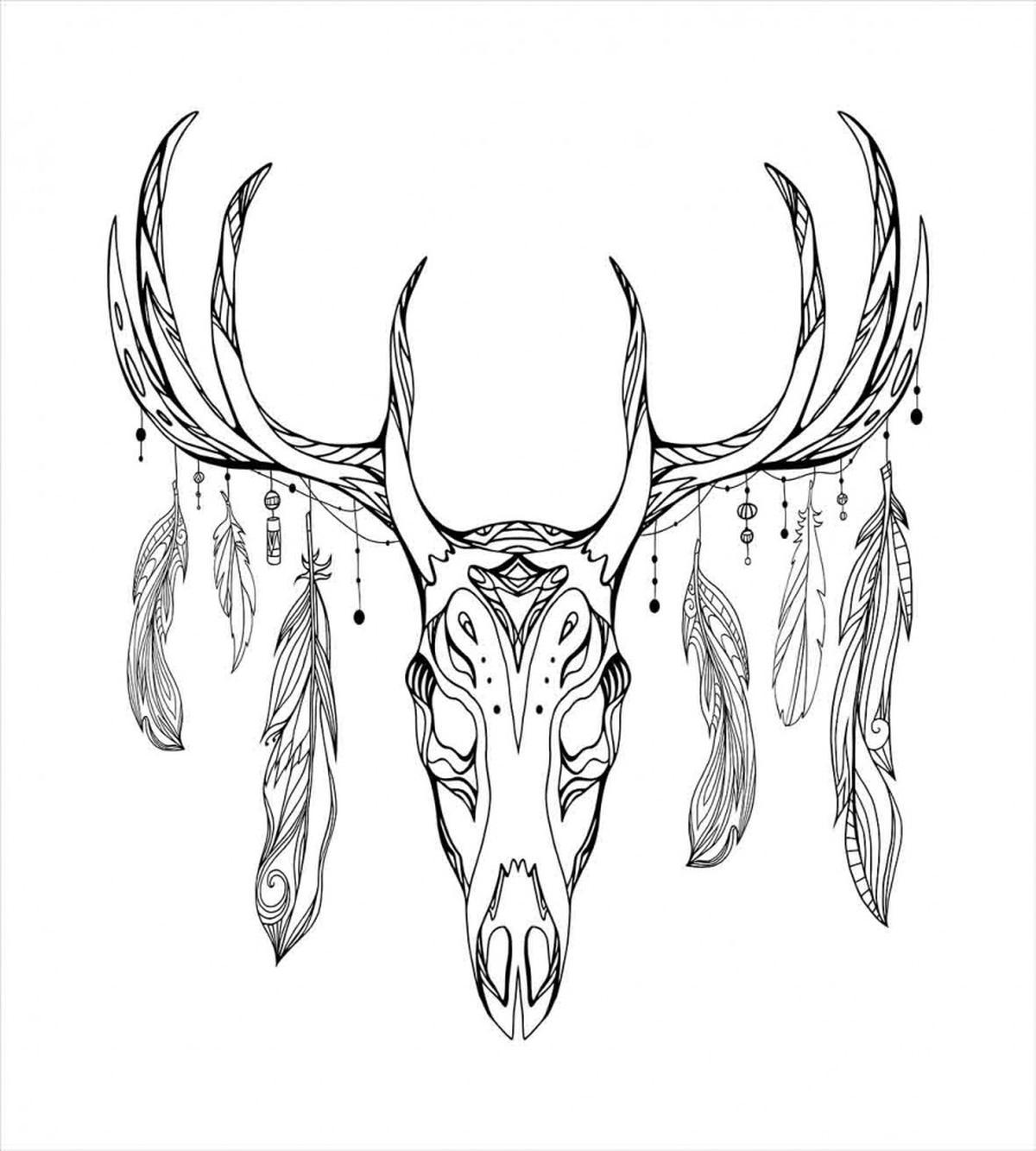 Skull with Antler Feather — Pattern