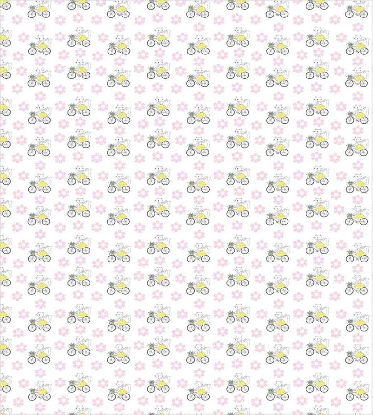 Female Cat on Bike Flowers — Pattern