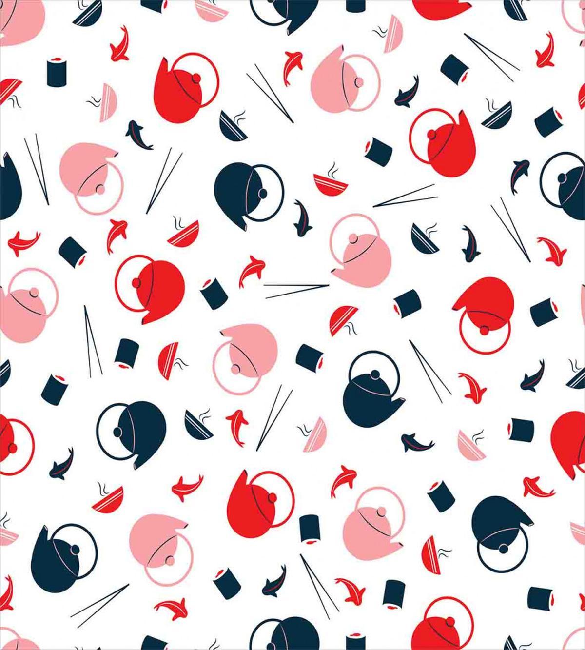 Teapots Salmon Chopsticks — Pattern
