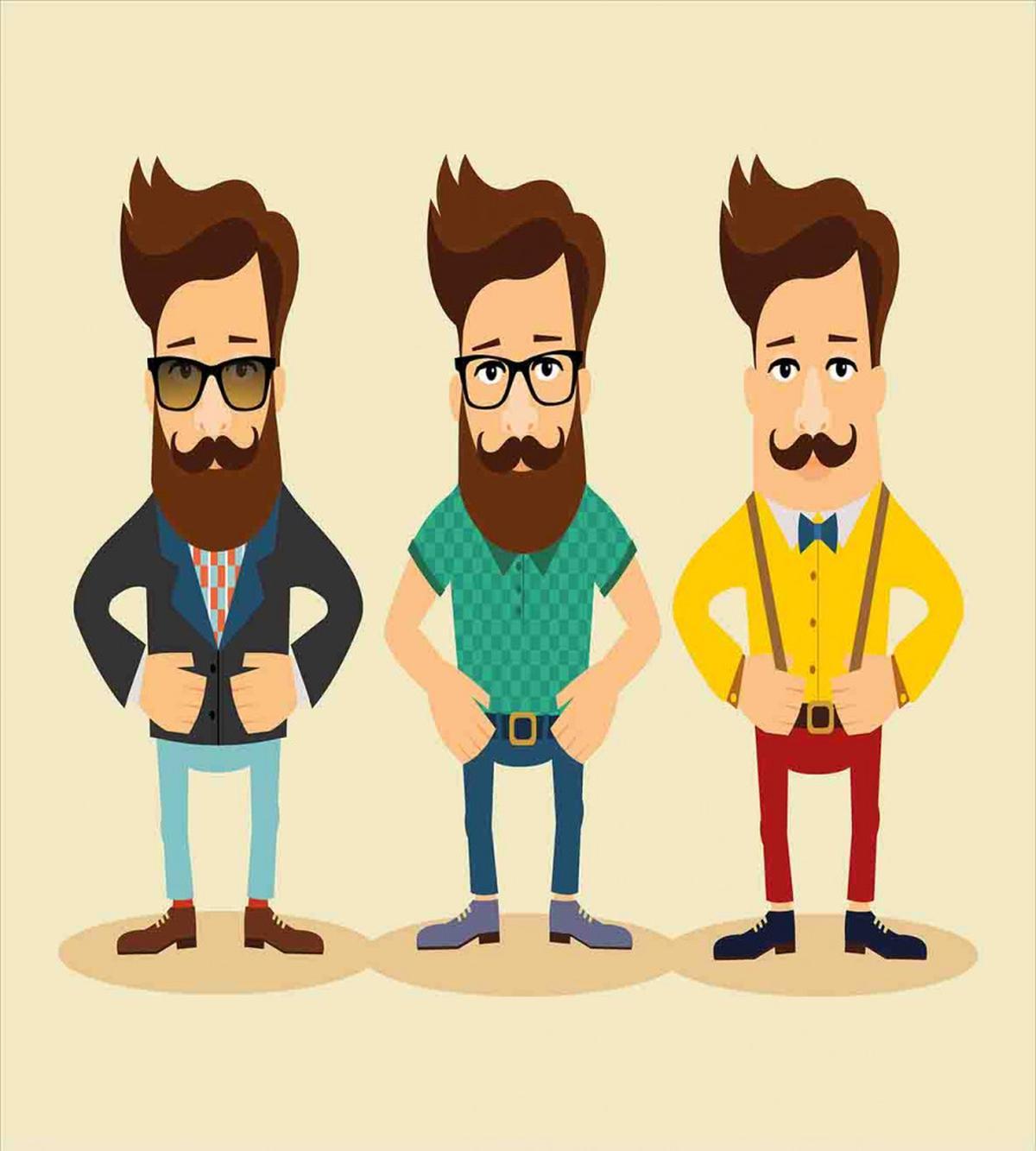 Men Hipster Fashion Sketch — Pattern