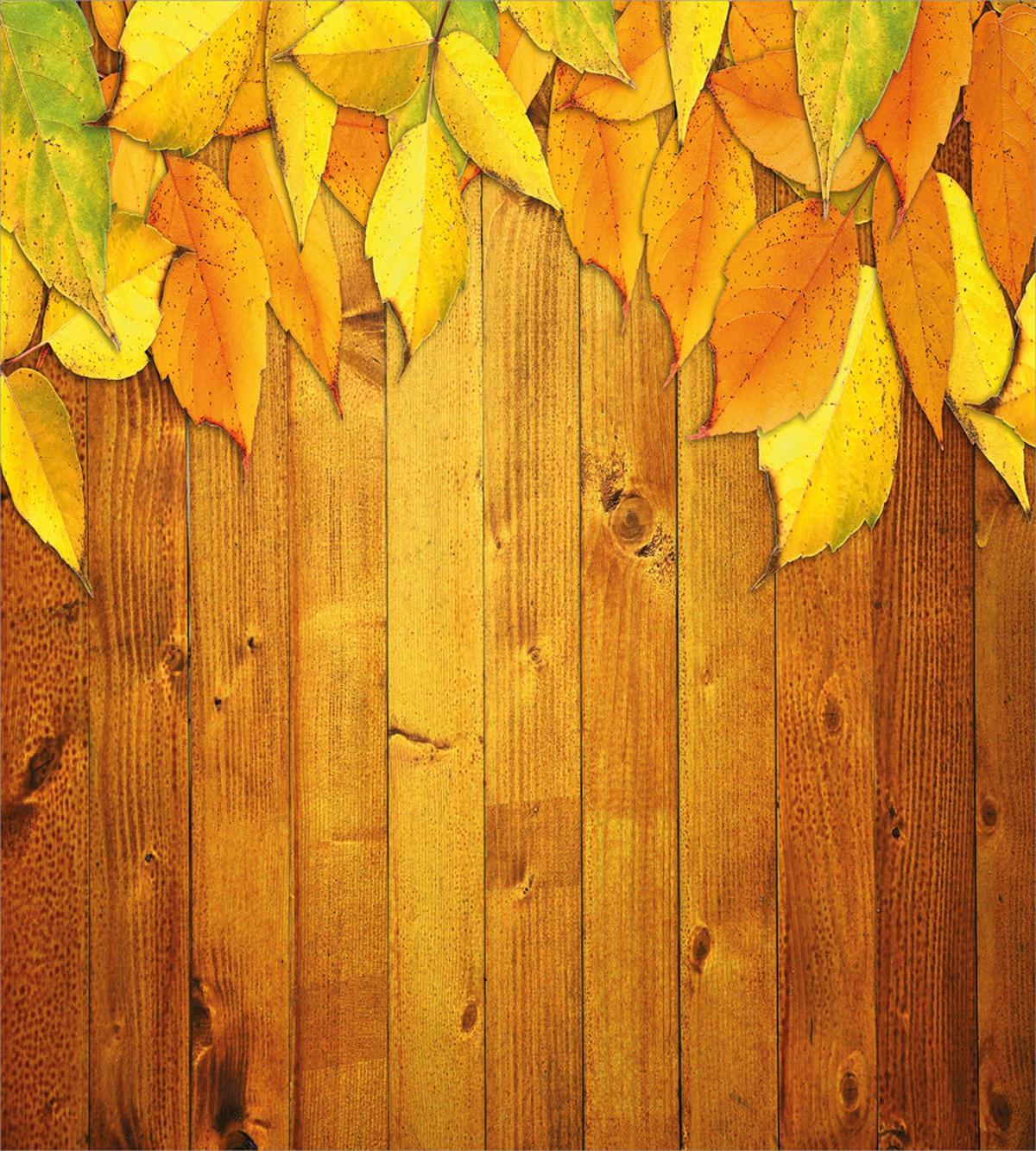 Leaves on Wooden Planks — Pattern