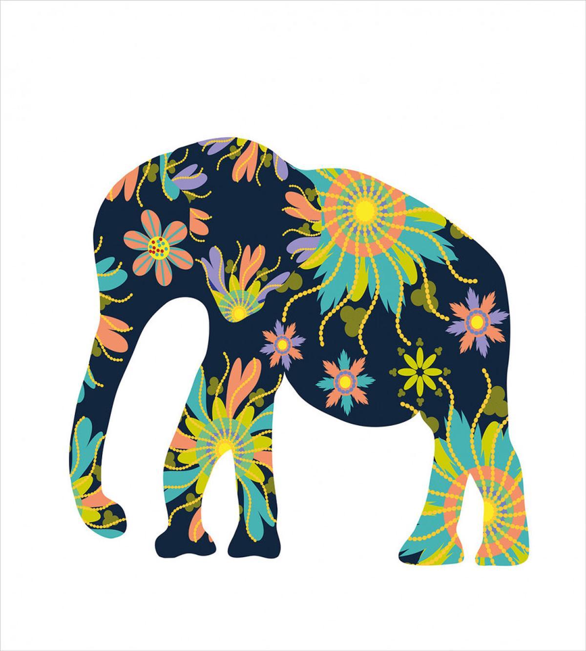 Oriental Floral Elephant — Pattern