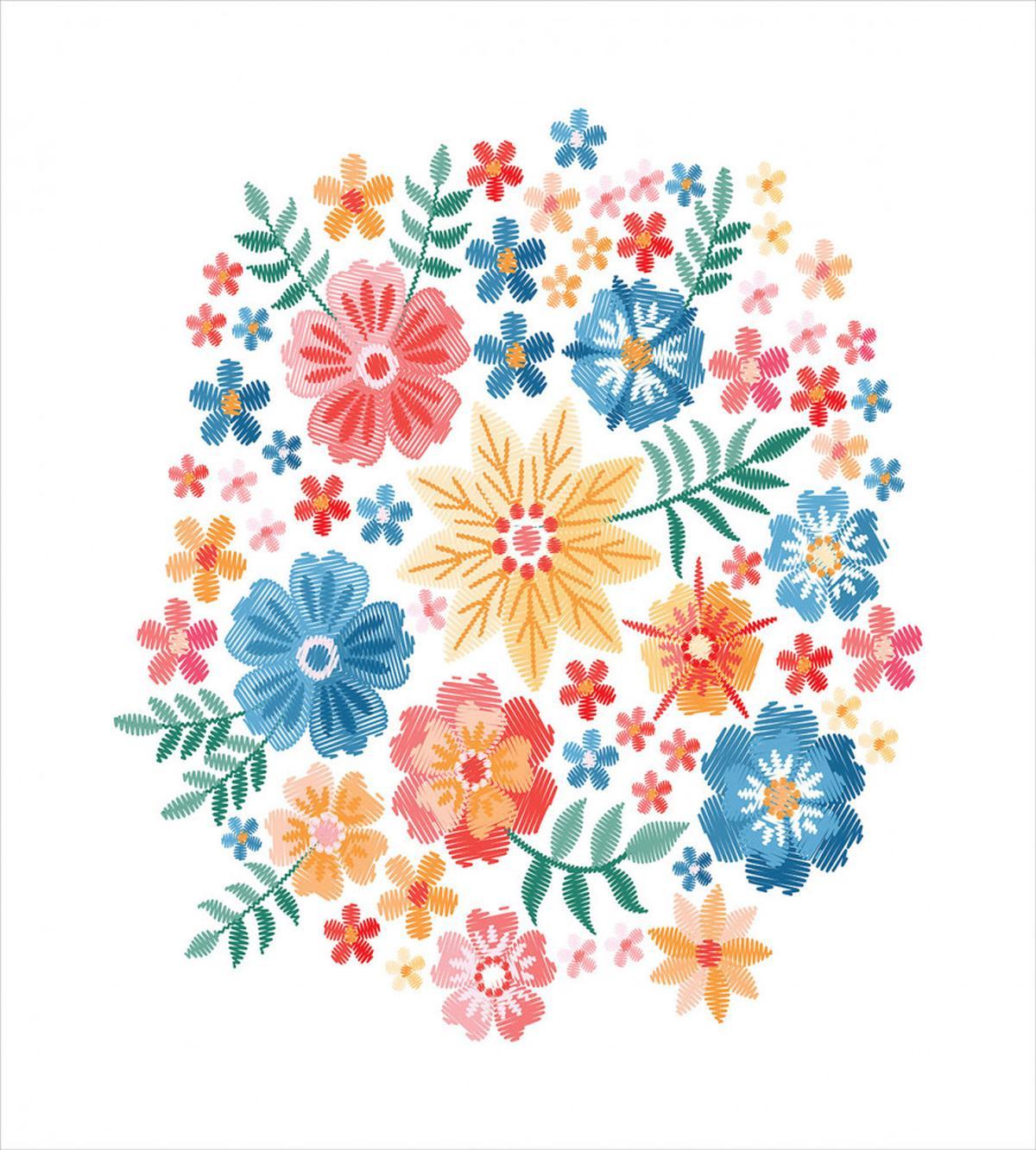 Colorful Folk Flowers Circle — Pattern