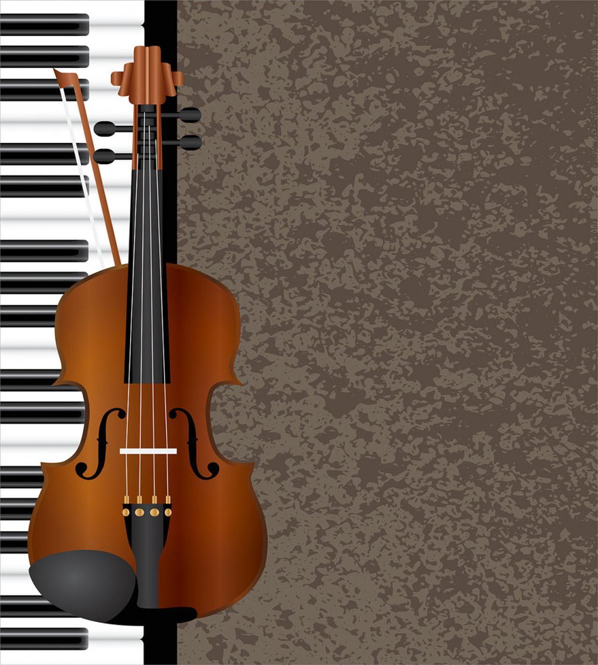 Piano and Violin Grunge Art — Pattern