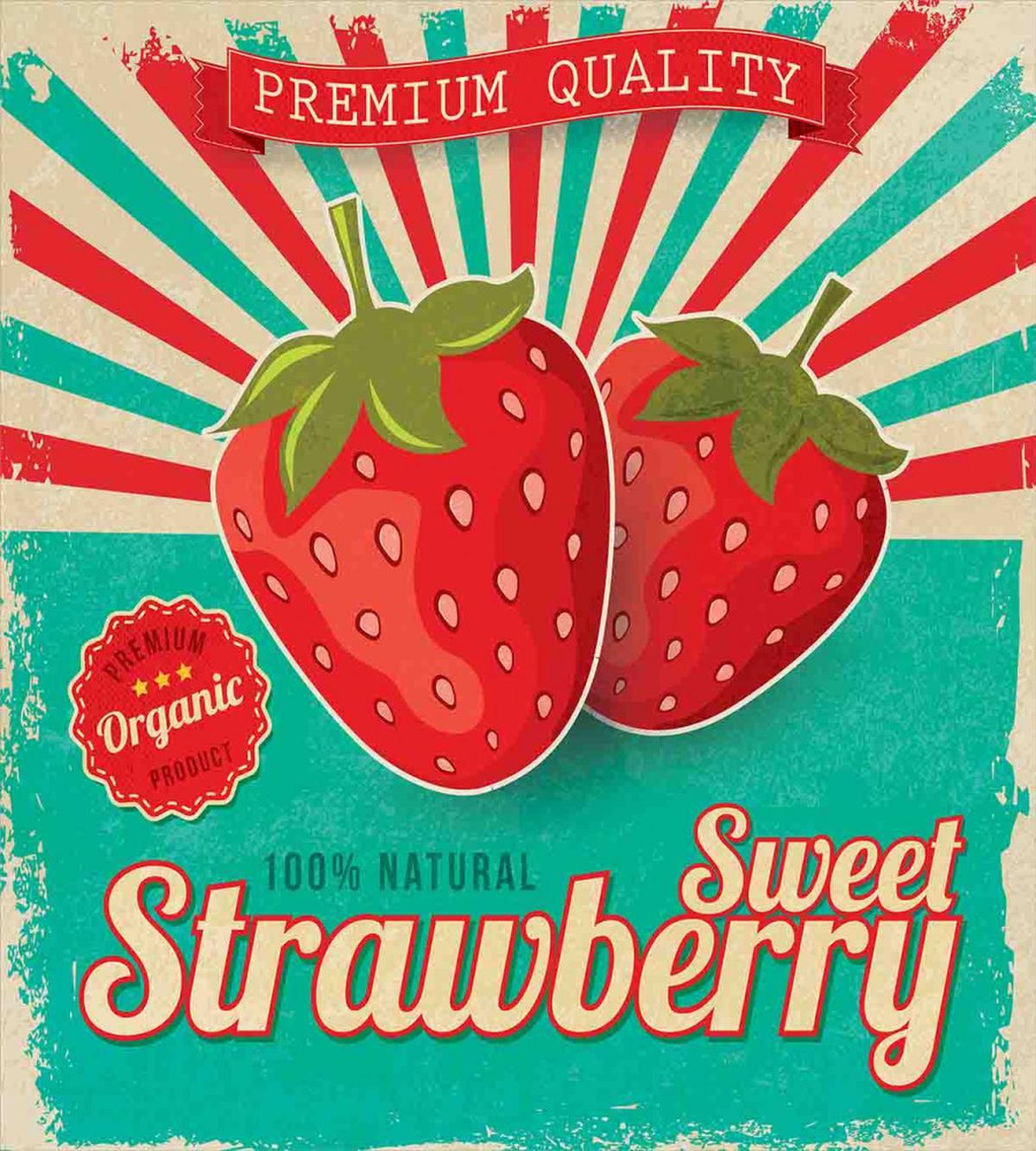 Retro Poster Strawberries — Pattern