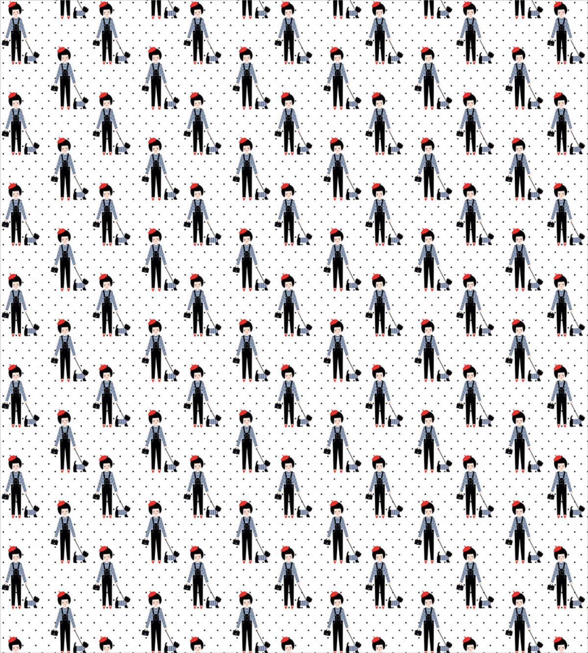 Girl Walking Her Puppy — Pattern