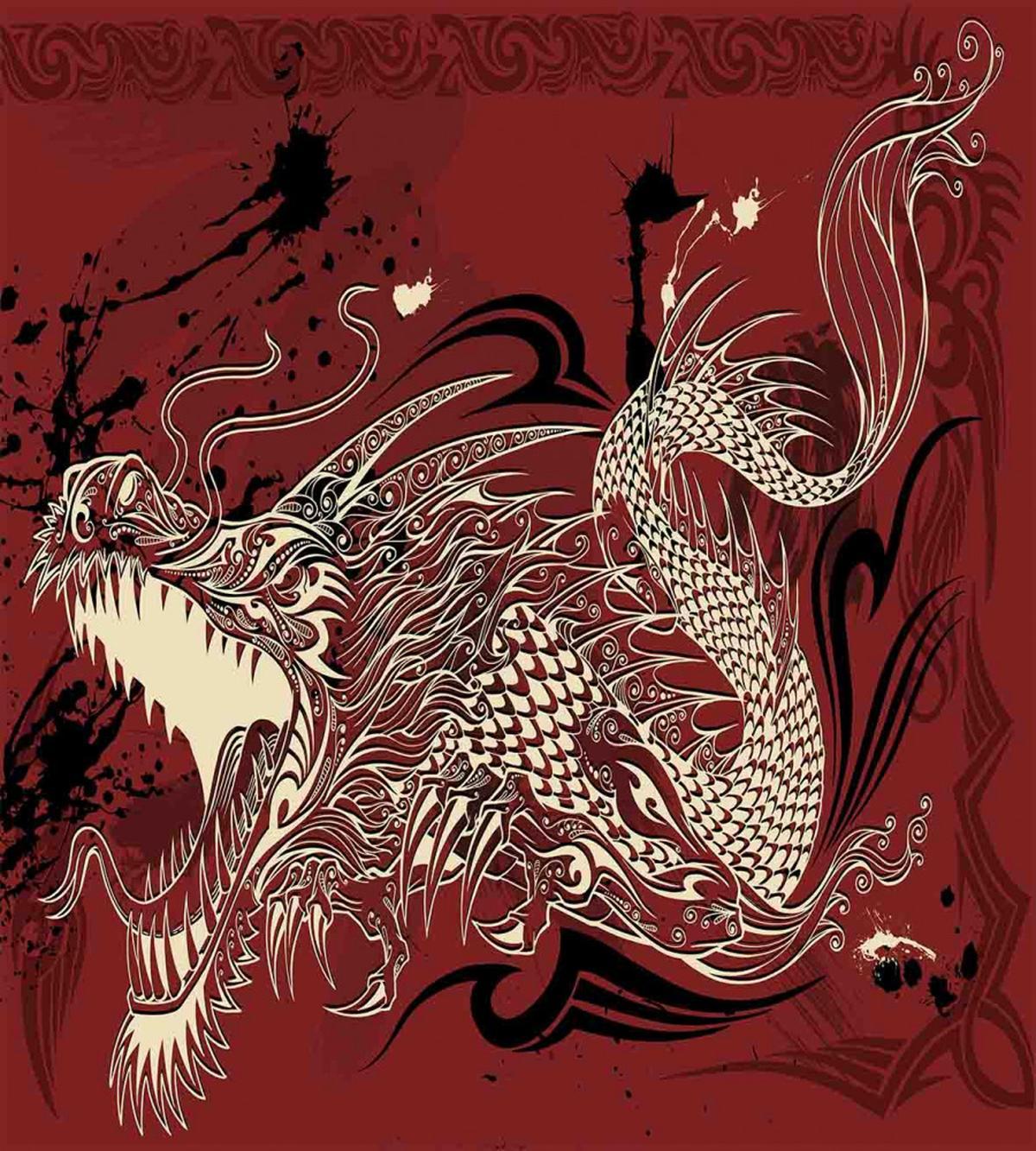 Japanese Dragon Doodle — Pattern
