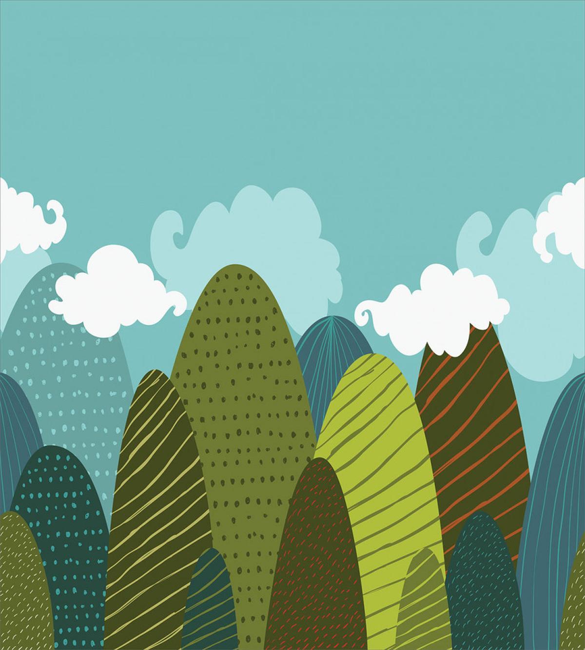Doodle Trees and Clouds — Pattern