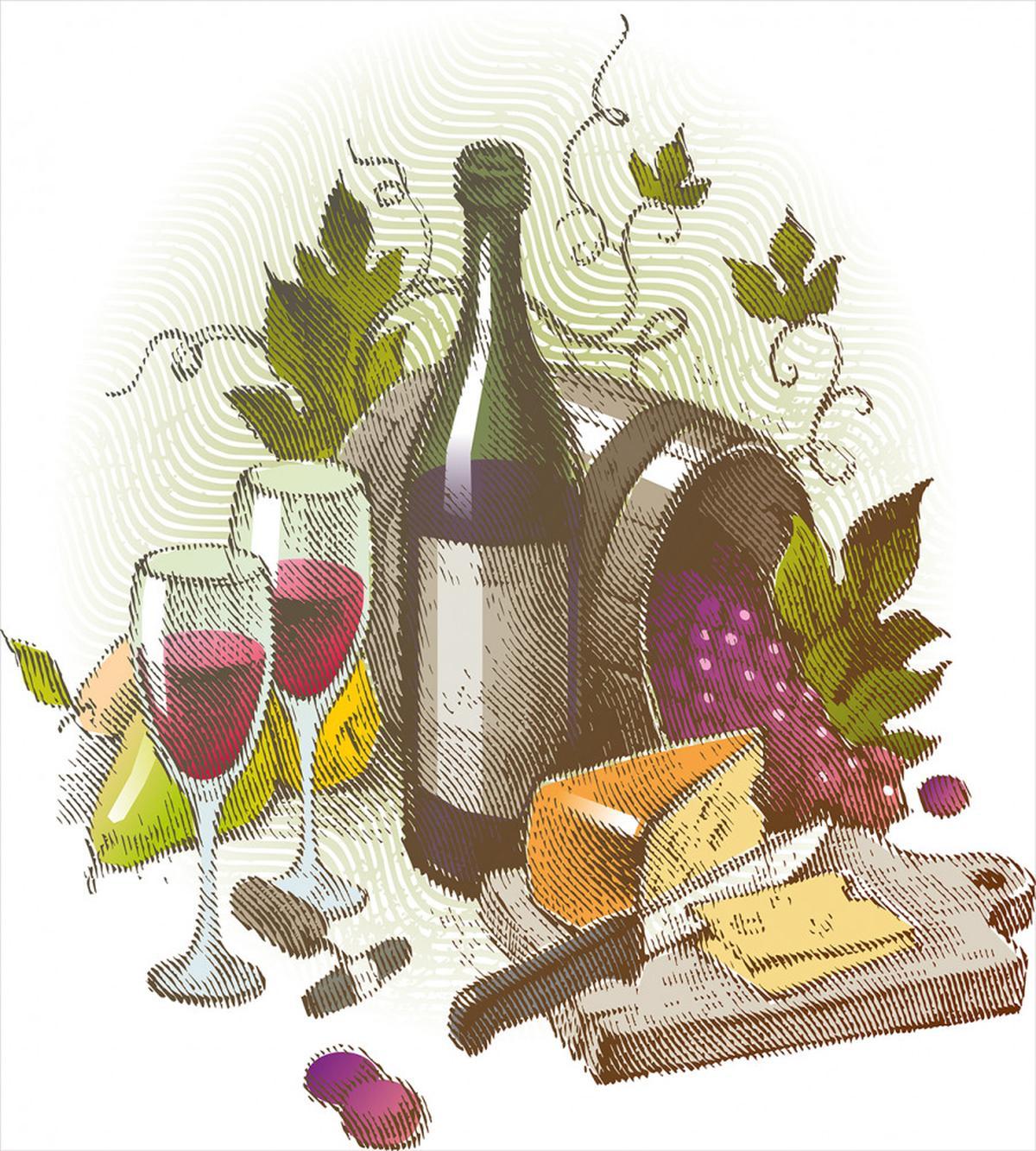 Vintage Wine and Cheese — Pattern