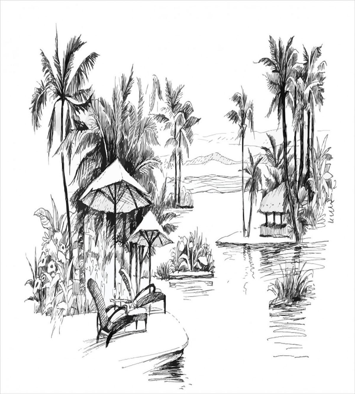 Sketchy Drawn Holiday Paradise — Pattern