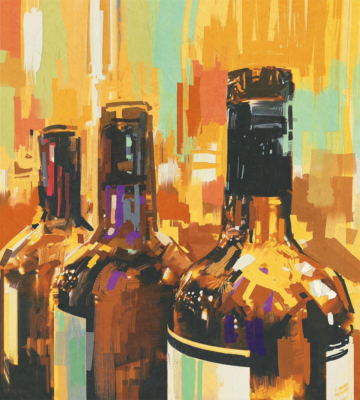 Bottles Brushstrokes Art — Pattern