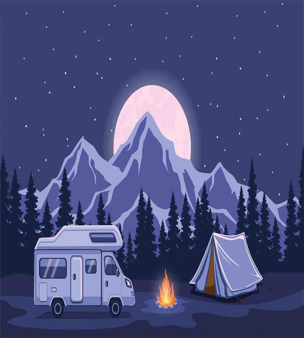 Family Adventure Camping Forest — Pattern
