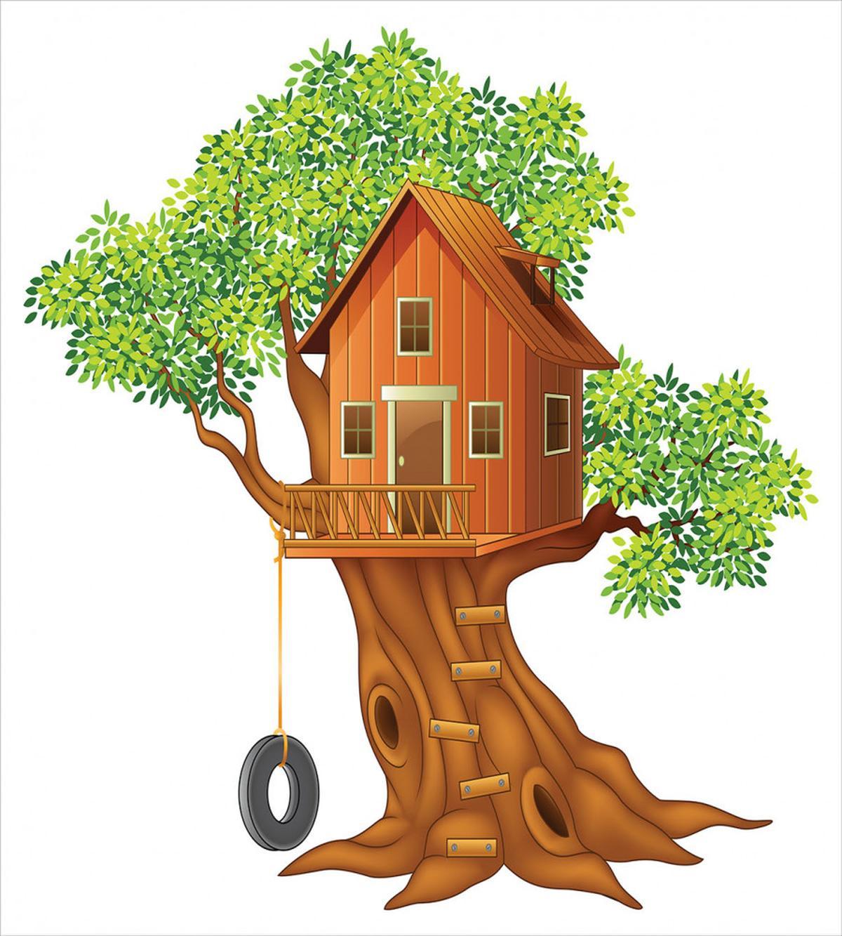 Wooden Home on Branches — Pattern