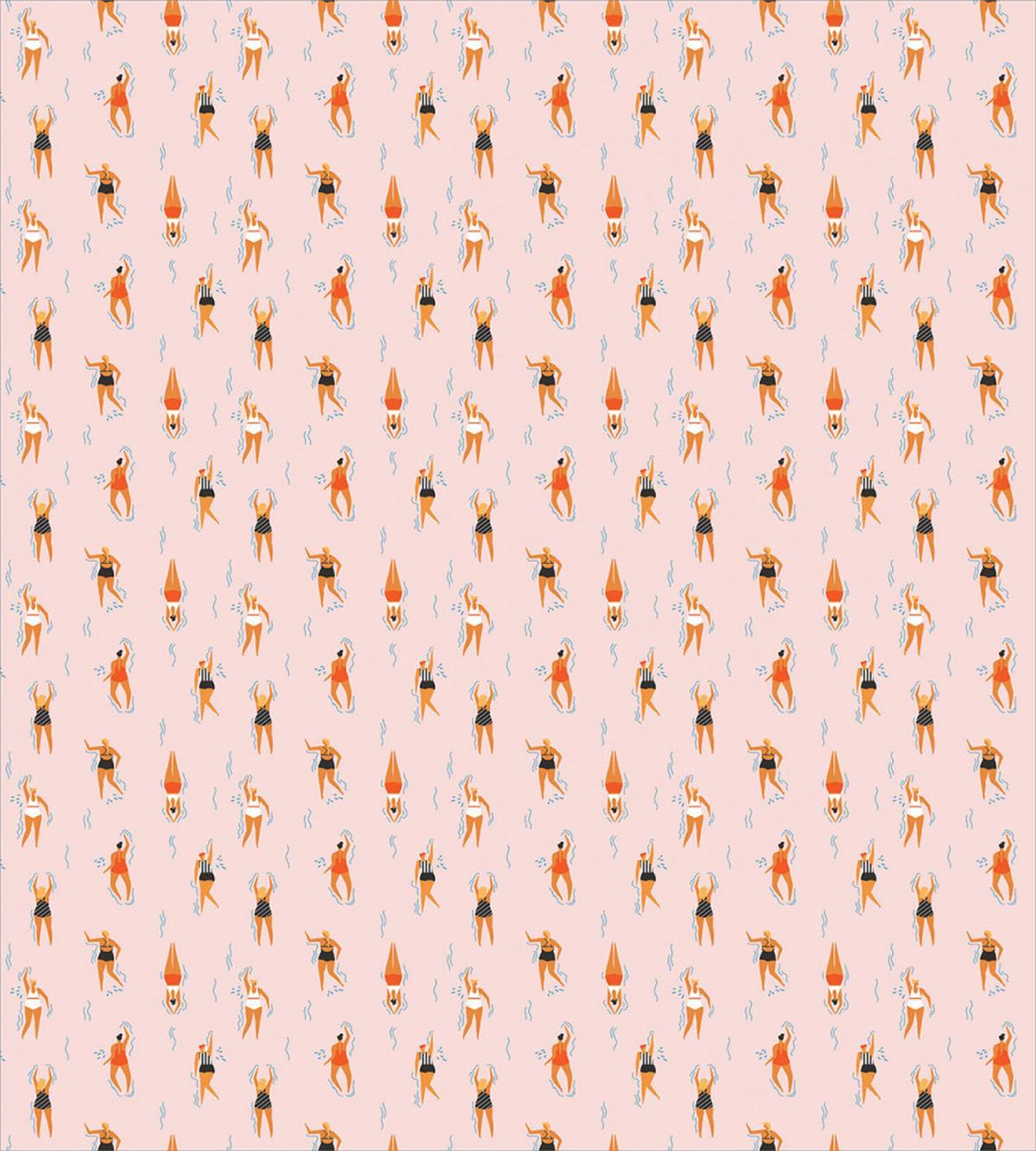 Girls Swimming Beach Fun — Pattern