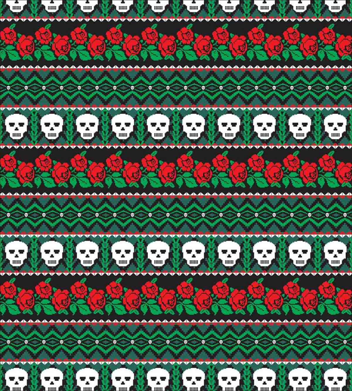 Folk Art Skulls Roses — Pattern