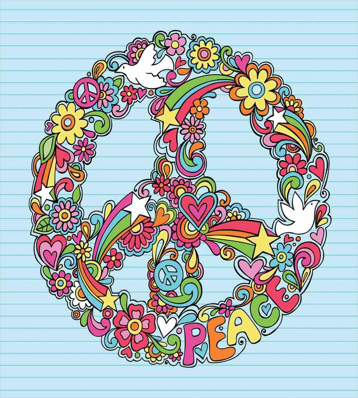 Floral Peace Sign Dove — Pattern