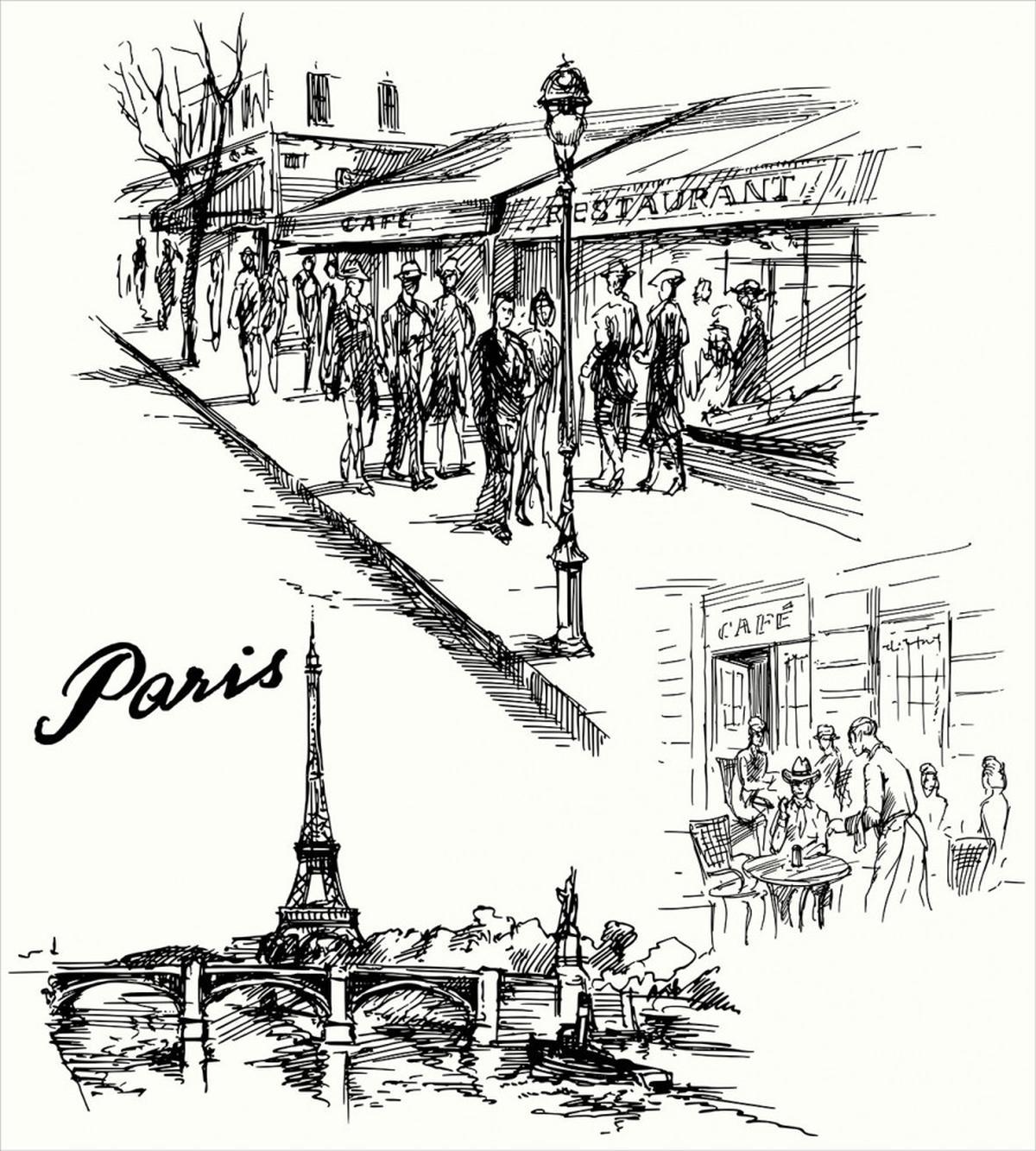 Retro Sketchy Paris — Pattern