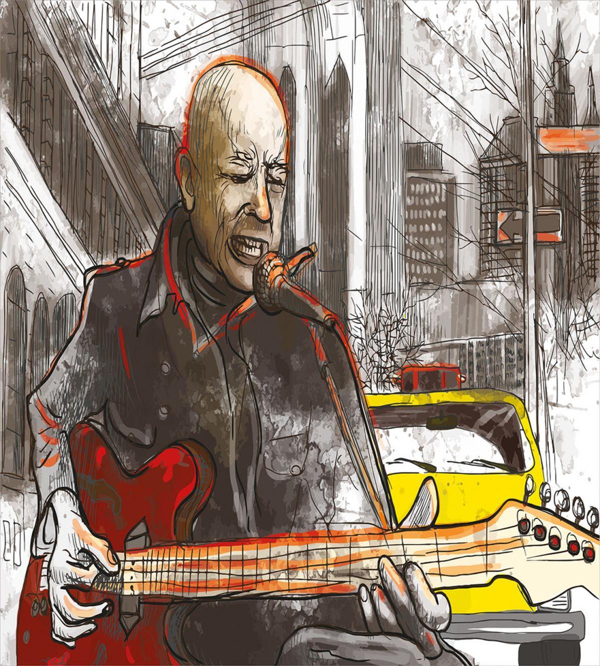 Street Musician Singing — Pattern