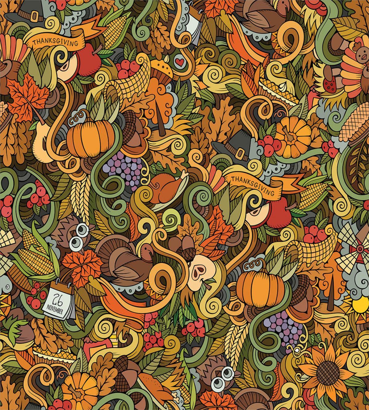 Hand-drawn Art Thanksgiving — Pattern